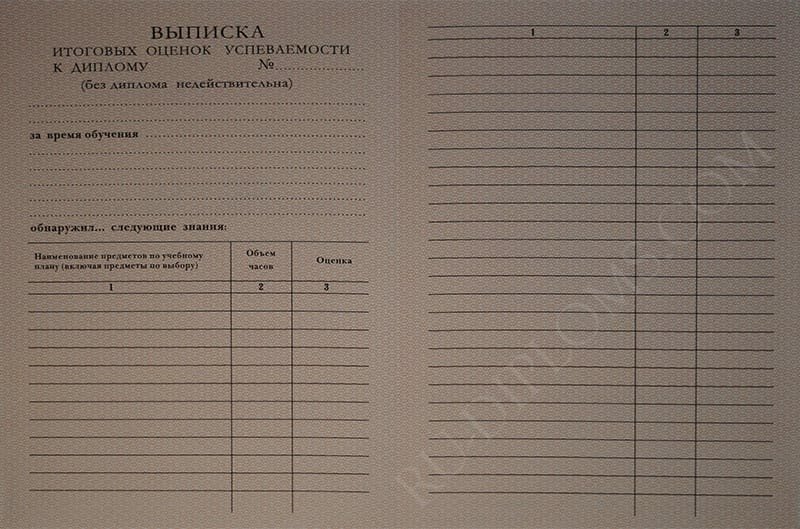 Диплом техникума или колледжа 1997-2003 год 